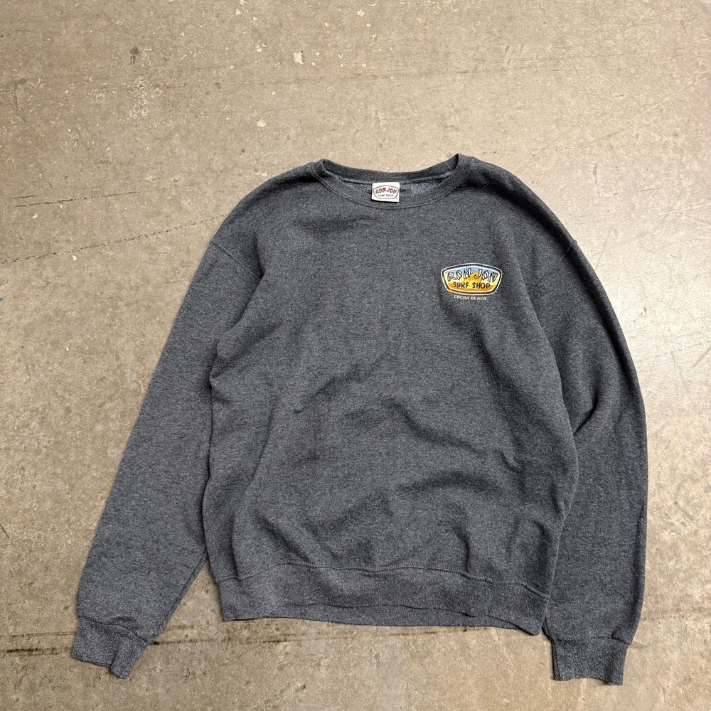 Ron Jon Surf Shop Cocoa Beach Sweatshirt Mens Medium Gray Graphic Crewneck 2598